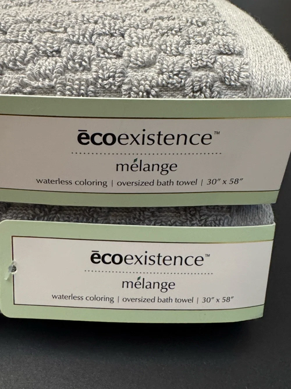 4pc Ecoexistence Melange Gray Waffle Weave Bath Towel Set - Waterless Coloring